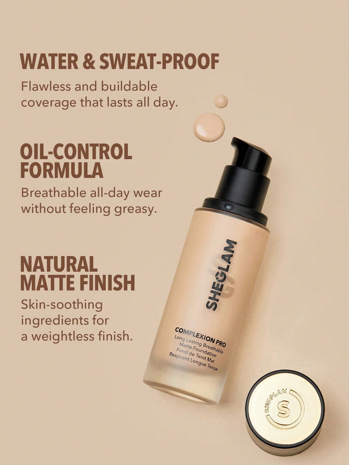 Complexion Pro Long Lasting Breathable Matte Foundation-Sand