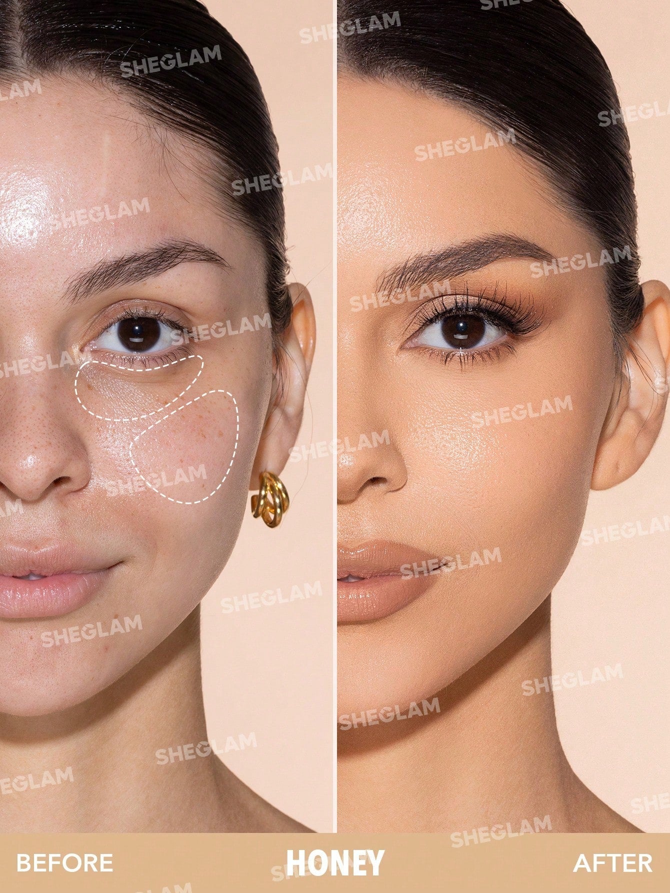 Shein - SHEGLAM Complexion Boost Concealer-Honey Sponge-Head Applicator Matte Liquid Concealer