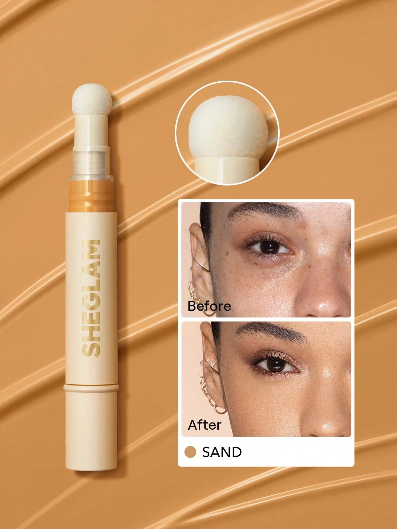 Shein - SHEGLAM Complexion Boost Concealer-Sand Sponge-Head Applicator Matte Liquid Concealer