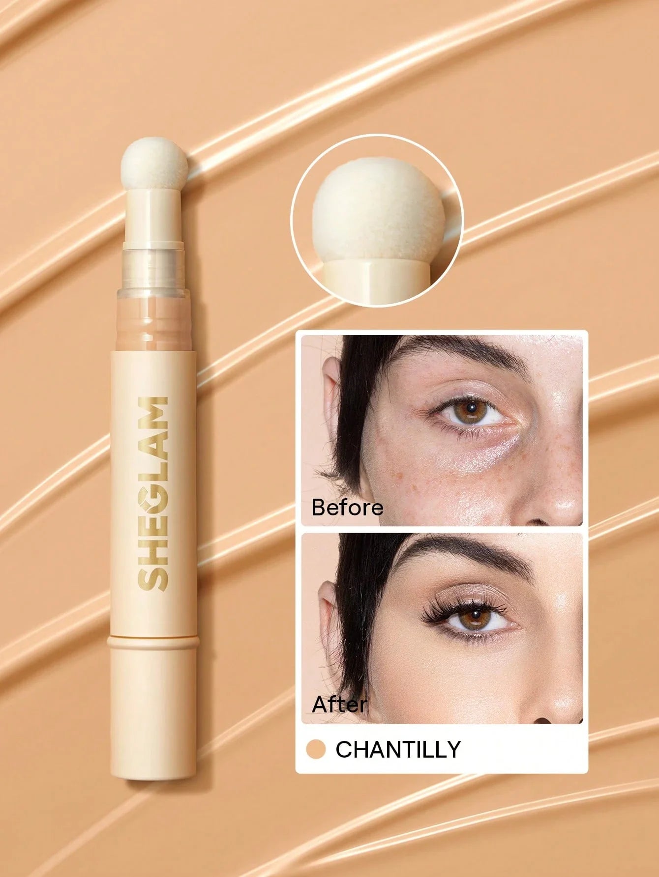 Shein - SHEGLAM Complexion Boost Concealer-Chantilly Sponge-Head Applicator Matte Liquid Concealer