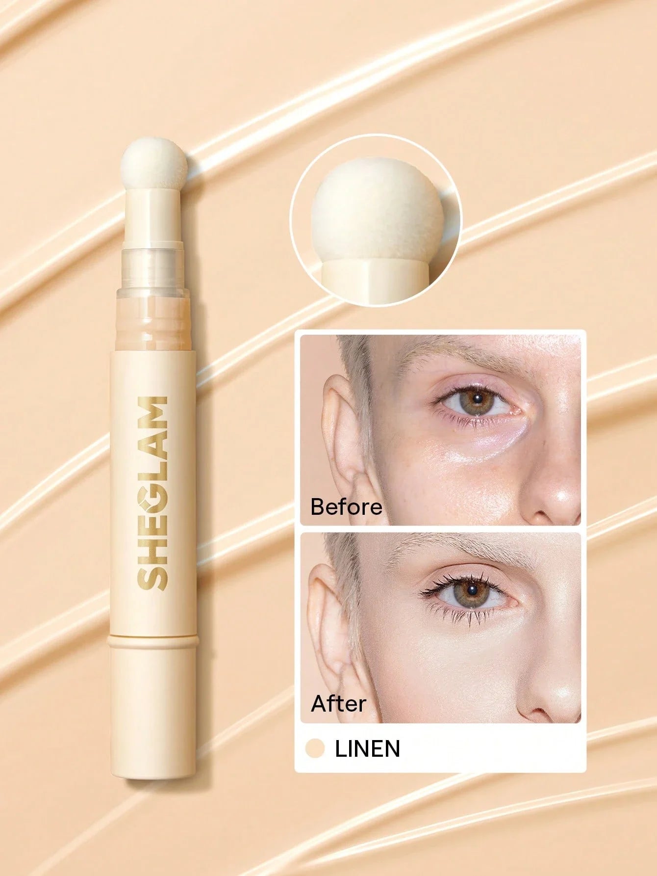 Shein - SHEGLAM Complexion Boost Concealer-Linen Sponge-Head Applicator Matte Liquid Concealer