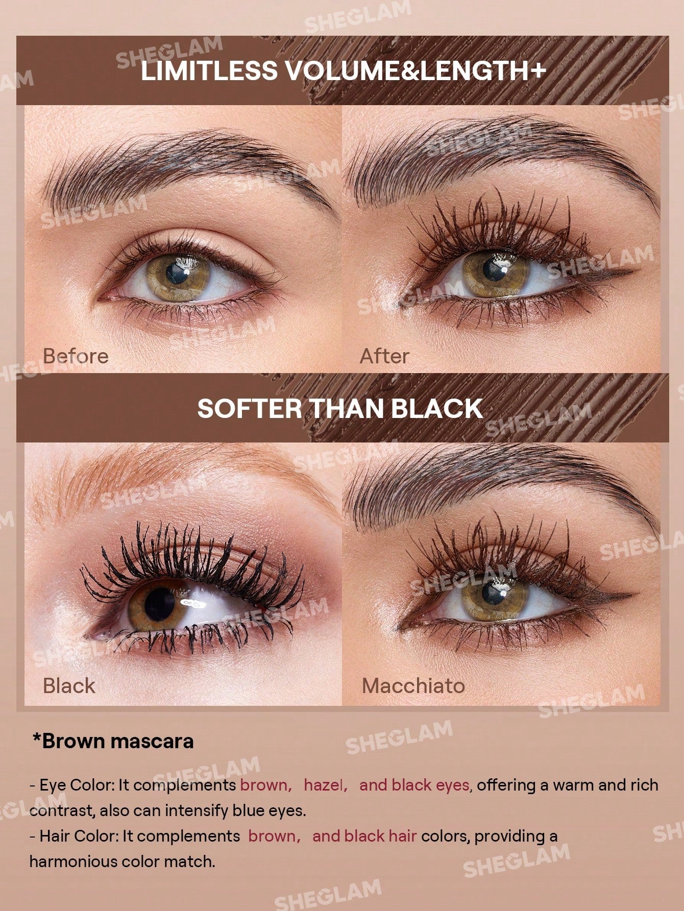 All-In-One Volume & Length Mascara-Waterproof Macchiato