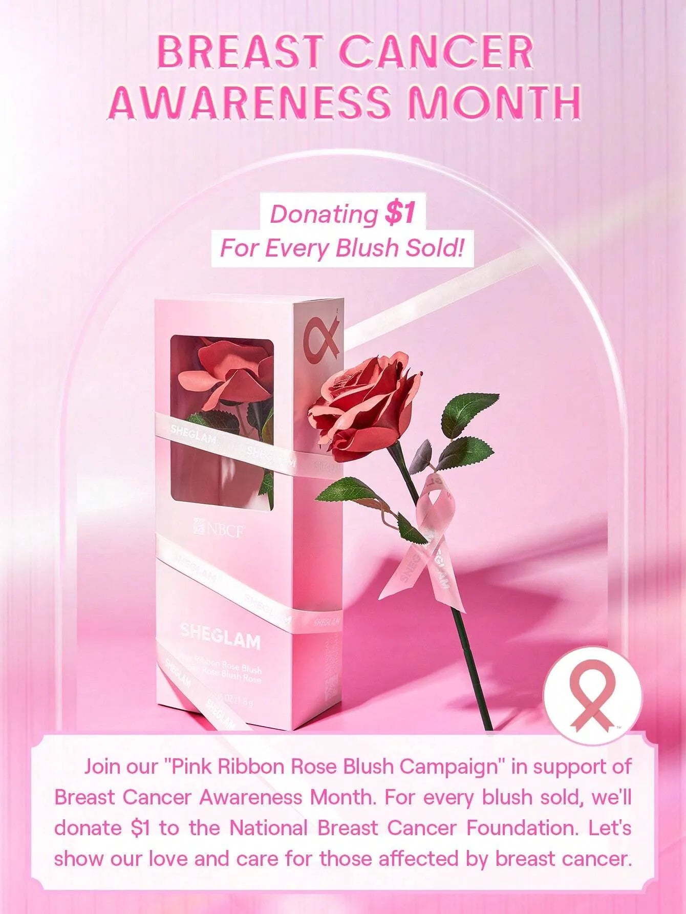 Shein - SHEGLAM Pink Ribbon Rose Blush Powder Blush