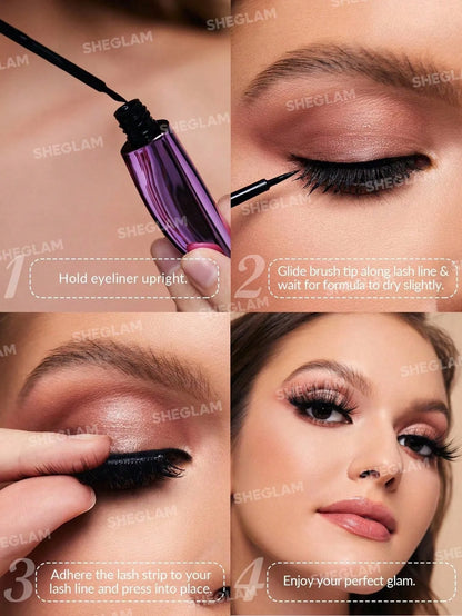 SHEGLAM - All Eyes On You Eyelash Glue Liner-Black 2 In 1 Waterproof Liquid Eyeliner False Eyelash Glue