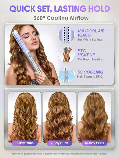 SHEGLAM - HAIR One Touch Airflow Styler Pro-25mm Silver-PurpleCool Air Auto-Rotating Curling Iron - Long