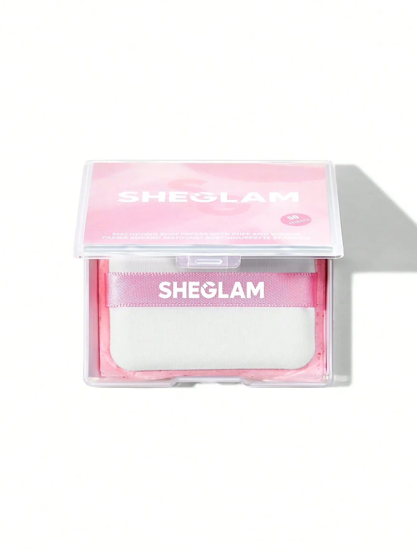 SHEGLAM - Mattifying Blot Papers With Puff And Mirror 50 Pcs-Rose Portable Oil Control Film Absorb Excess Oil Makeup Friendly