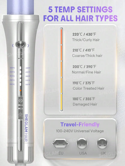 SHEGLAM - HAIR One Touch Airflow Styler Pro-25mm Silver-PurpleCool Air Auto-Rotating Curling Iron - Long