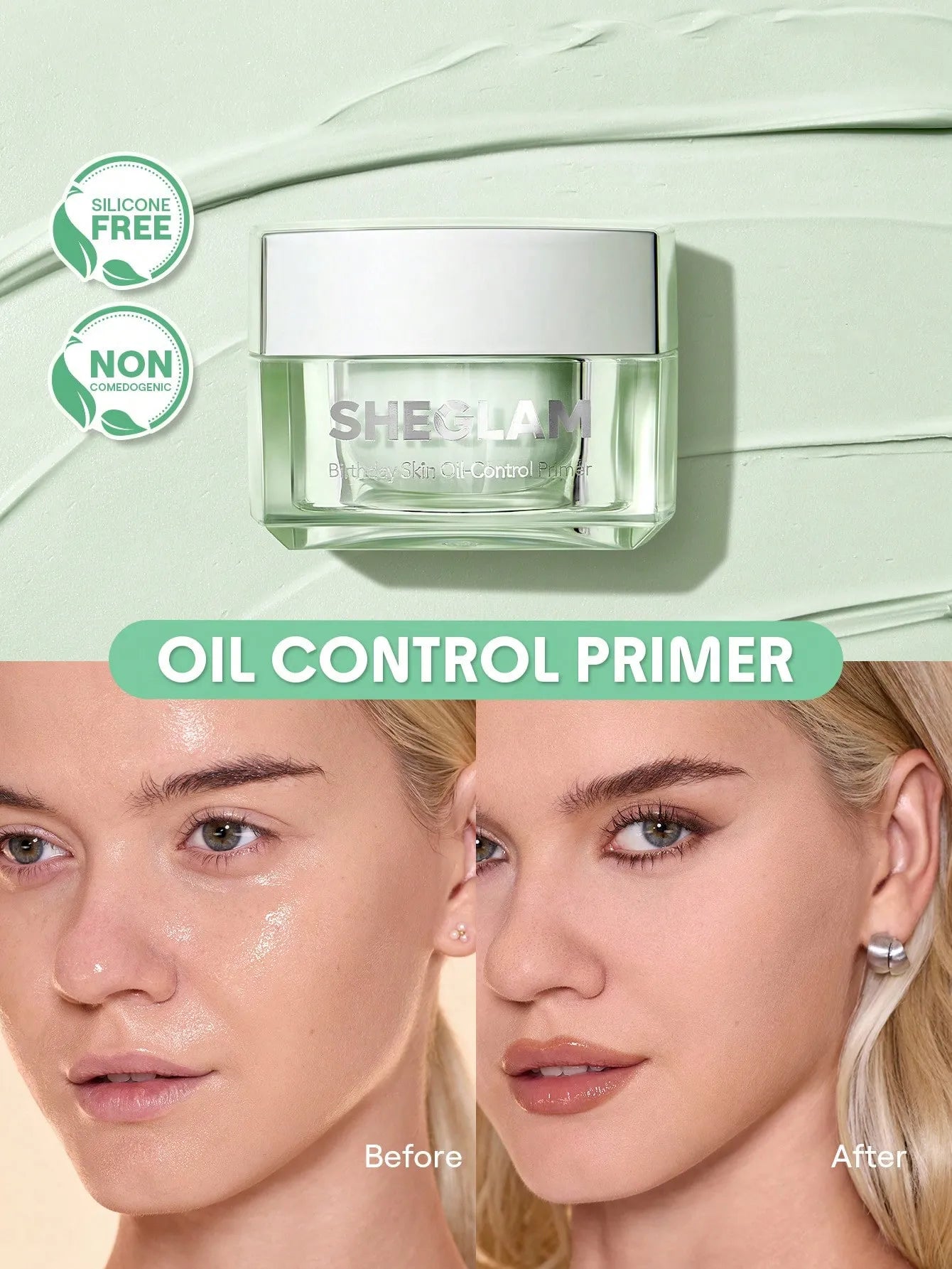 SHEGLAM - Birthday Skin Oil-Control Primer - Green