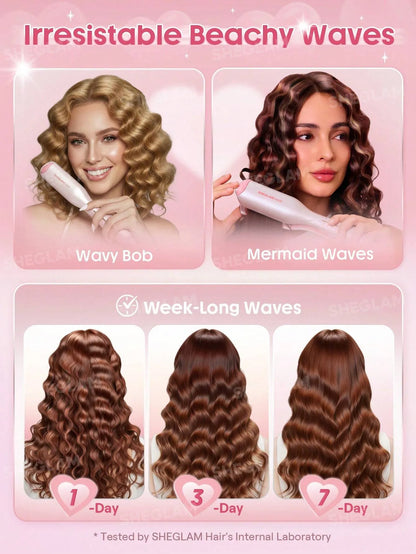 Sheglam - HAIR Cupid's Charm Beach Babe Hair Waver,Pink Ionic Hair Curler 19mm EU Plug