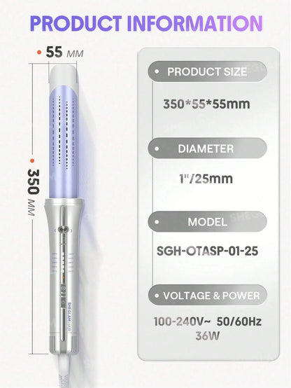 SHEGLAM - HAIR One Touch Airflow Styler Pro-25mm Silver-PurpleCool Air Auto-Rotating Curling Iron - Long