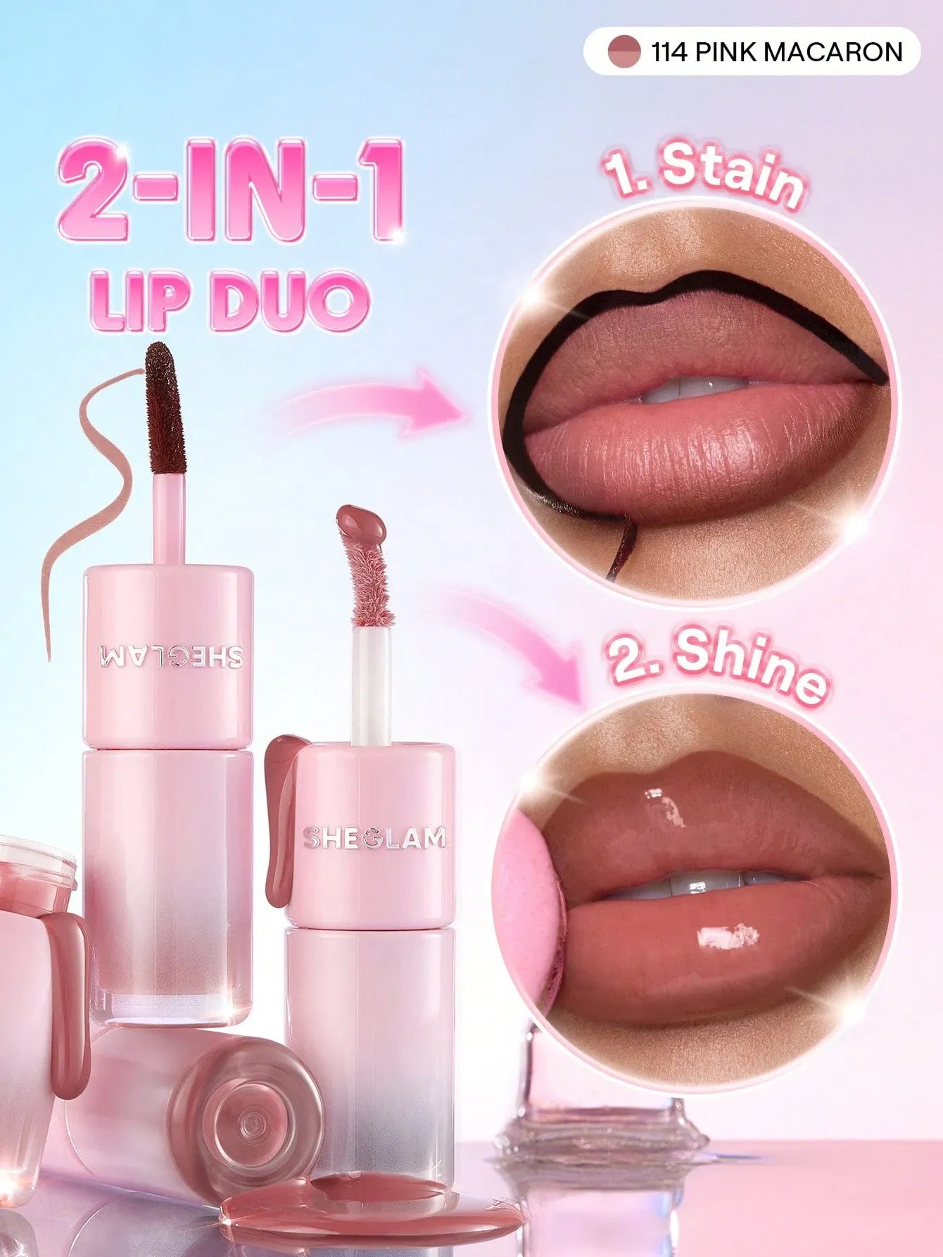 SHEGLAM - Line To Shine Peel-Off Lip Stain & Gloss Duo
