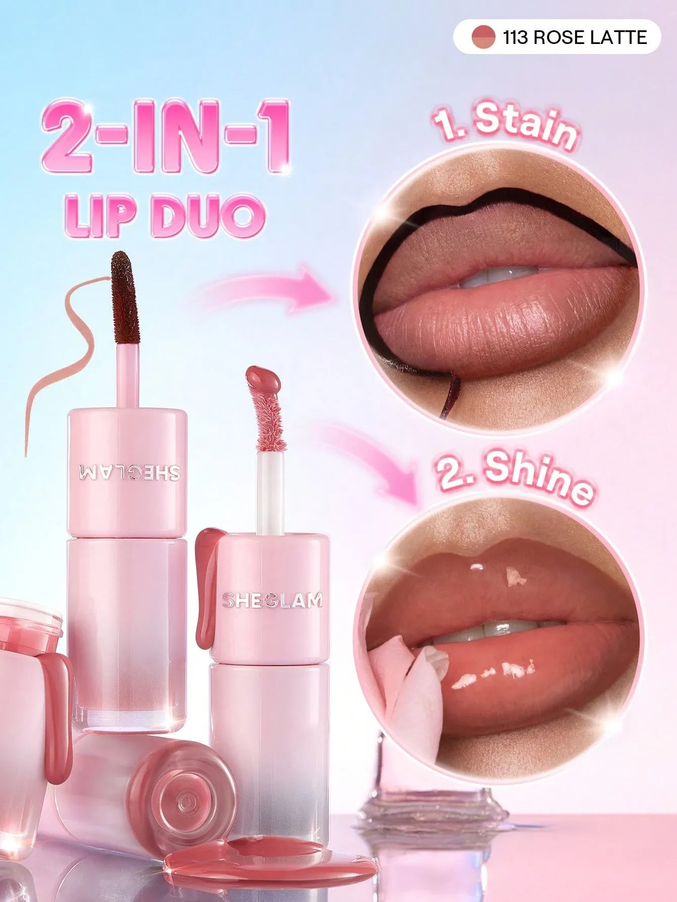 SHEGLAM - Line To Shine Peel-Off Lip Stain & Gloss Duo