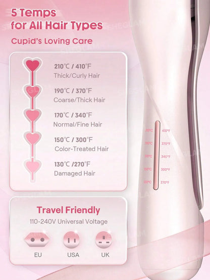 Sheglam - HAIR Cupid's Charm Beach Babe Hair Waver,Pink Ionic Hair Curler 19mm EU Plug