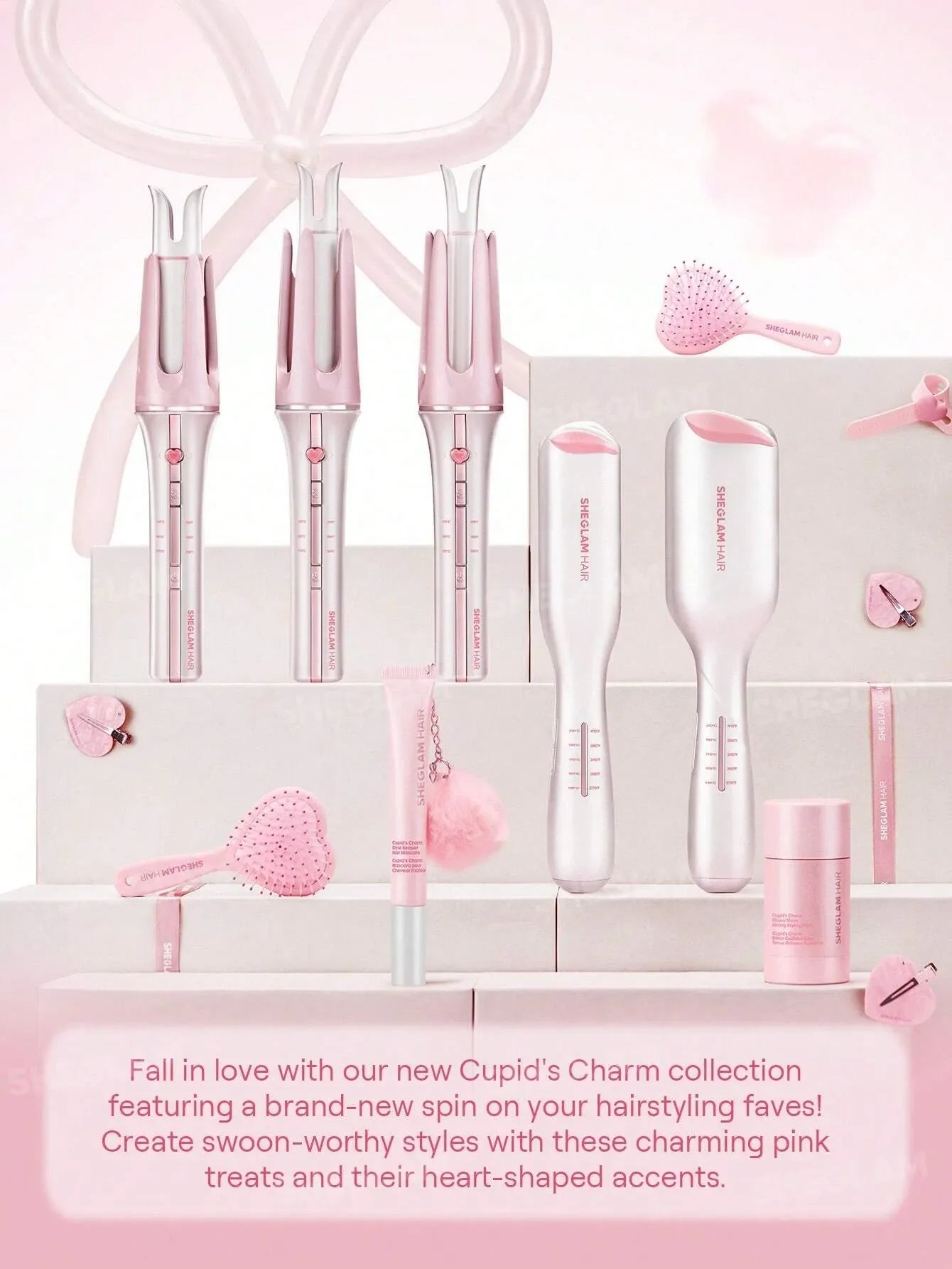 Sheglam - HAIR Cupid's Charm Beach Babe Hair Waver,Pink Ionic Hair Curler 19mm EU Plug
