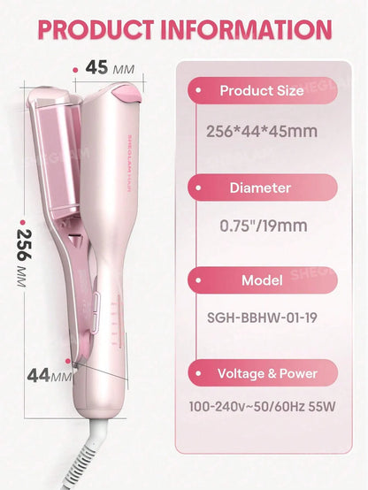 Sheglam - HAIR Cupid's Charm Beach Babe Hair Waver,Pink Ionic Hair Curler 19mm EU Plug