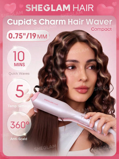 Sheglam - HAIR Cupid's Charm Beach Babe Hair Waver,Pink Ionic Hair Curler 19mm EU Plug