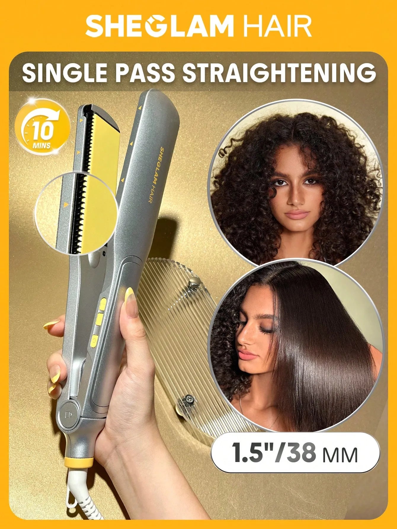 Sheglam - Hair Sleek Chic Wide Glide Straightener,1.5Inch Wide-Plate Hair Straightener
