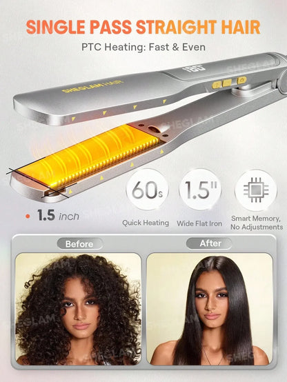 Sheglam - Hair Sleek Chic Wide Glide Straightener,1.5Inch Wide-Plate Hair Straightener