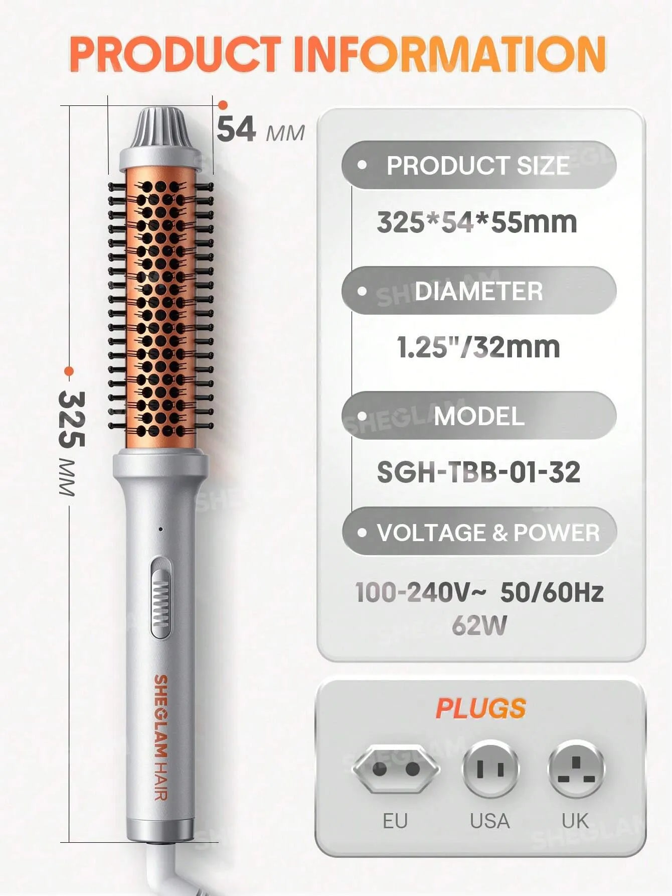 Sheglam - Hair It - Curl Thermal Blowout Brush 32Mm Uk Plug