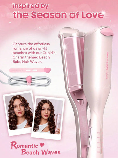 Sheglam - HAIR Cupid's Charm Beach Babe Hair Waver,Pink Ionic Hair Curler 19mm EU Plug