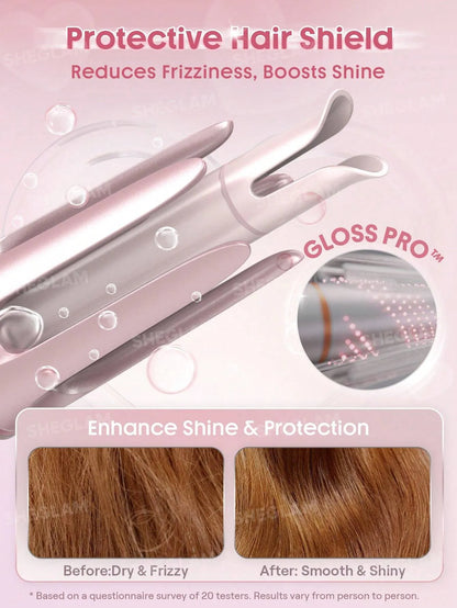 SHEGLAM Hair Cupid'S Charm One-Touch Instant Curler,Pink Automatic Curling Iron 19Mm Eu Plug