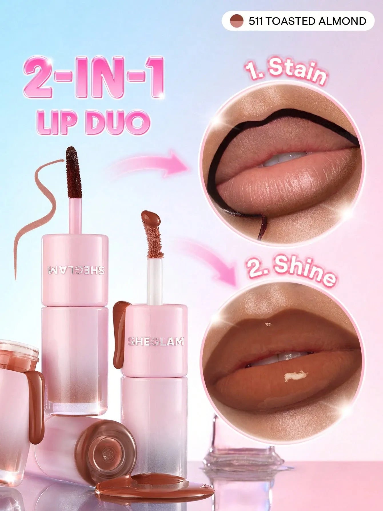 SHEGLAM - Line To Shine Peel-Off Lip Stain & Gloss Duo