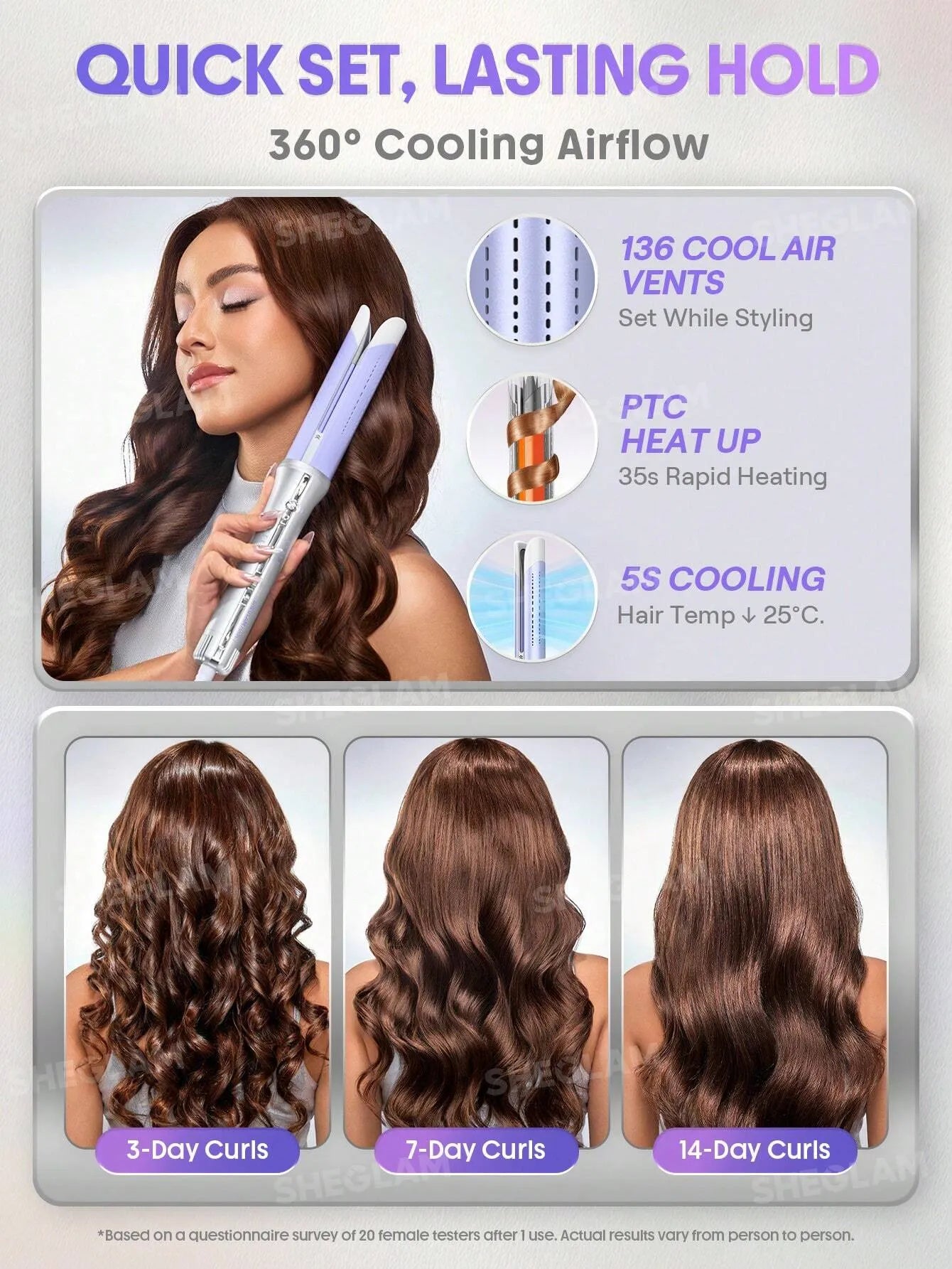 SHEGLAM - HAIR One Touch Airflow Styler Pro-32mm Silver-Purple - Long