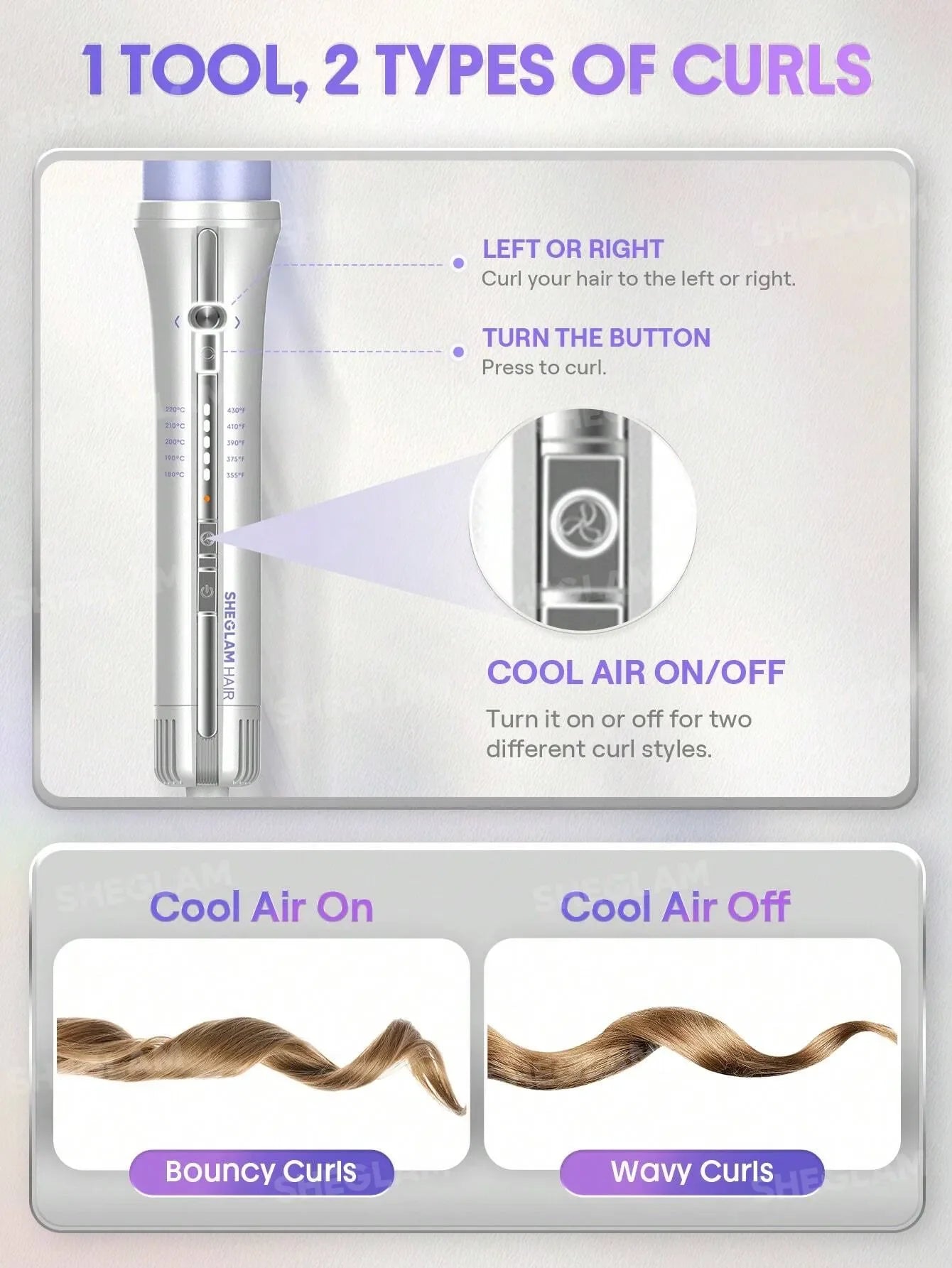 SHEGLAM - HAIR One Touch Airflow Styler Pro-32mm Silver-Purple - Long