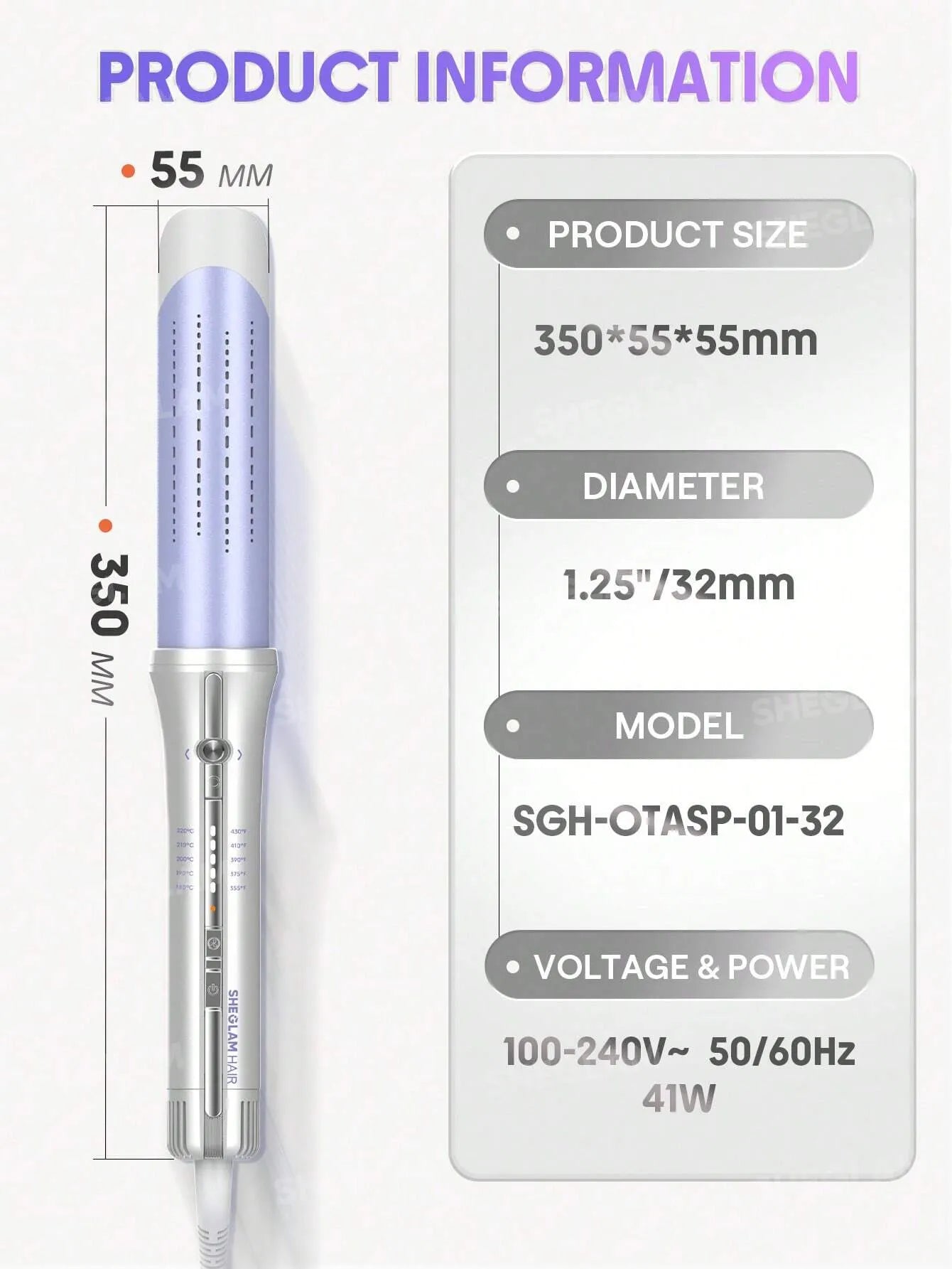 SHEGLAM - HAIR One Touch Airflow Styler Pro-32mm Silver-Purple - Long
