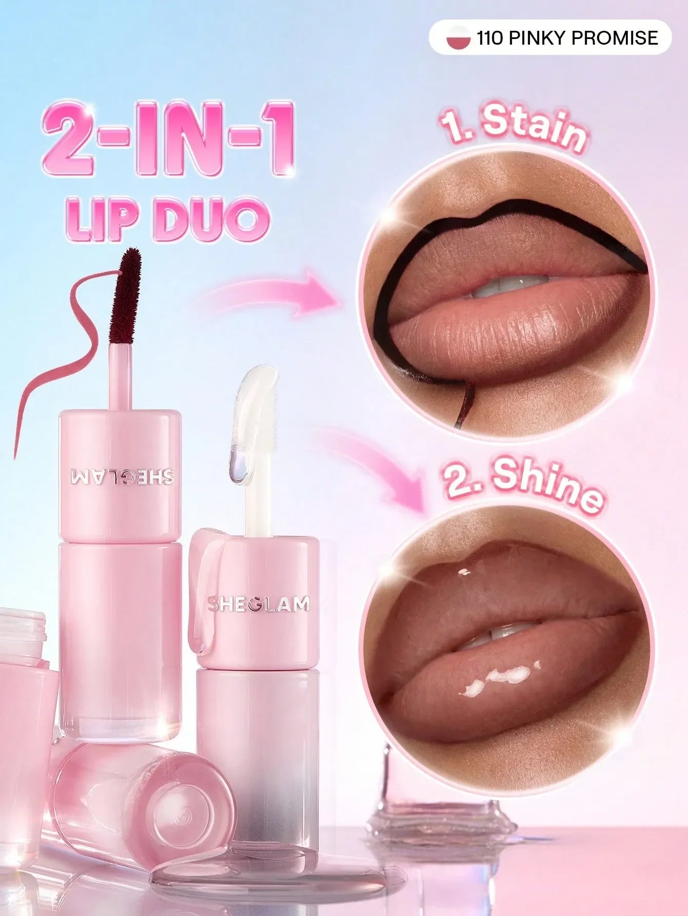 SHEGLAM - Line To Shine Peel-Off Lip Stain & Gloss Duo
