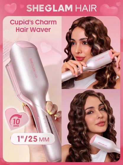 Sheglam - HAIR Cupid's Charm Beach Babe Hair Waver,Pink Ionic Hair Curler 25mm EU Plug