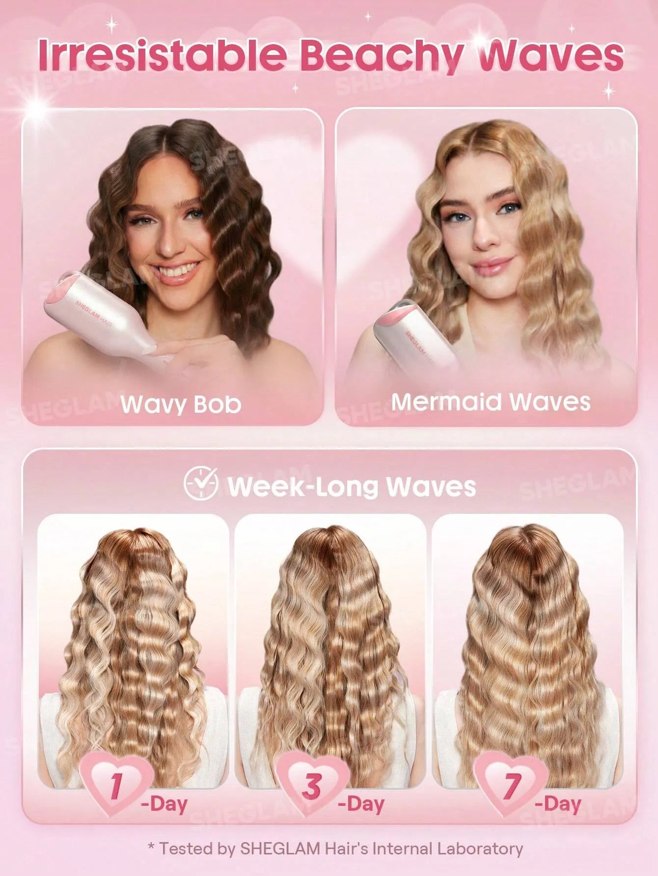 Sheglam - HAIR Cupid's Charm Beach Babe Hair Waver,Pink Ionic Hair Curler 25mm EU Plug
