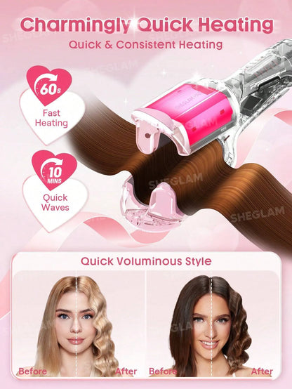 Sheglam - HAIR Cupid's Charm Beach Babe Hair Waver,Pink Ionic Hair Curler 25mm EU Plug
