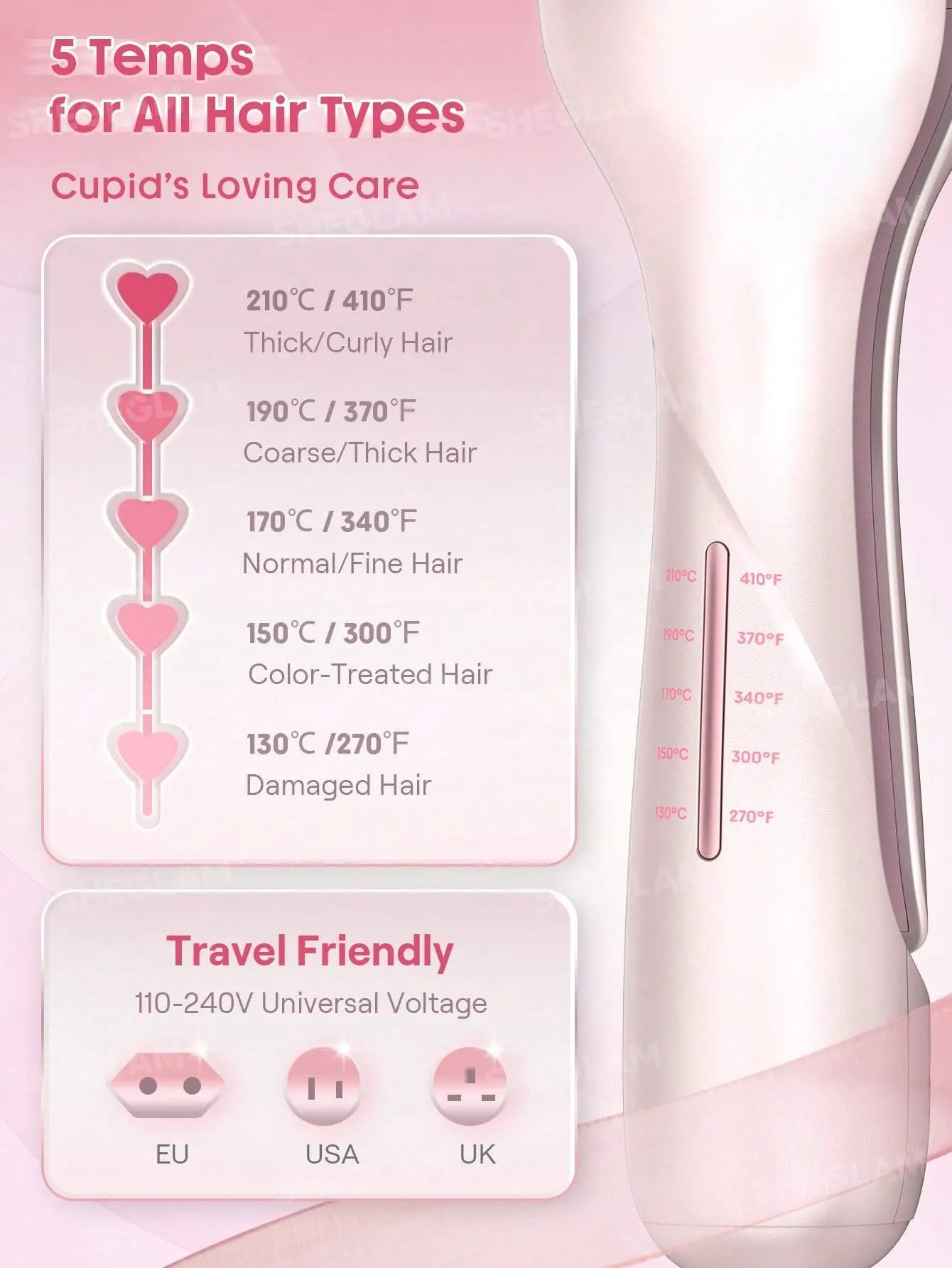 Sheglam - HAIR Cupid's Charm Beach Babe Hair Waver,Pink Ionic Hair Curler 25mm EU Plug