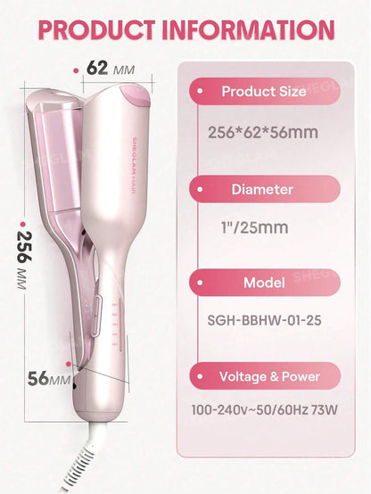 Sheglam - HAIR Cupid's Charm Beach Babe Hair Waver,Pink Ionic Hair Curler 25mm EU Plug