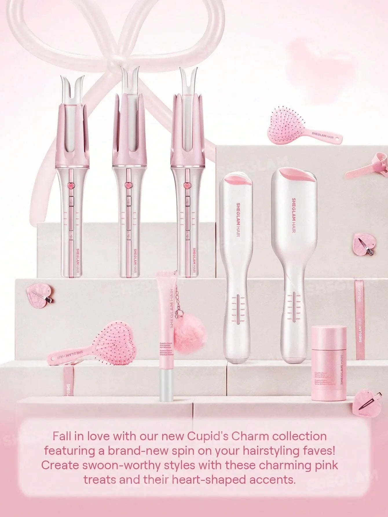 SHEGLAM Hair Cupid'S Charm One-Touch Instant Curler,Pink Automatic Curling Iron 32Mm Eu Plug