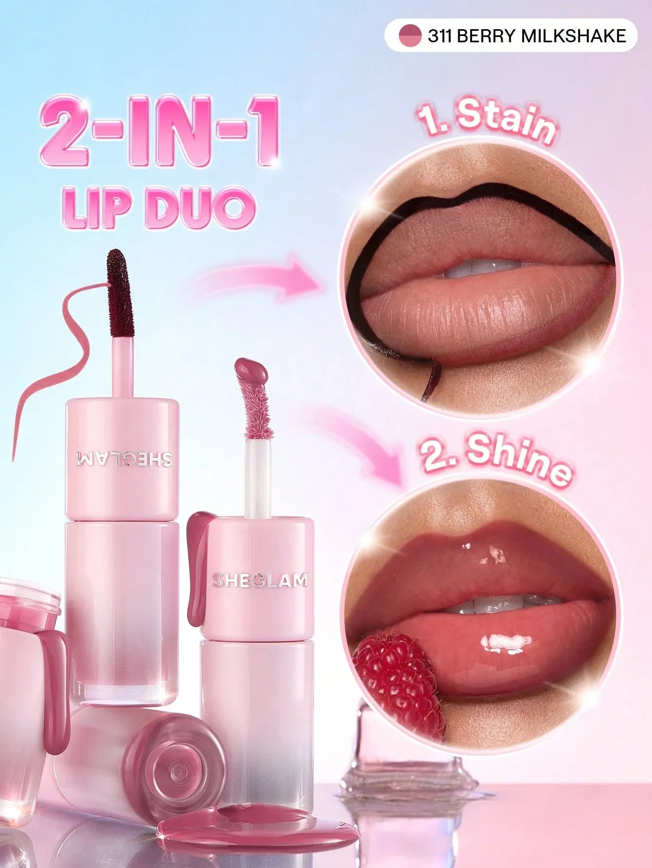 SHEGLAM - Line To Shine Peel-Off Lip Stain & Gloss Duo