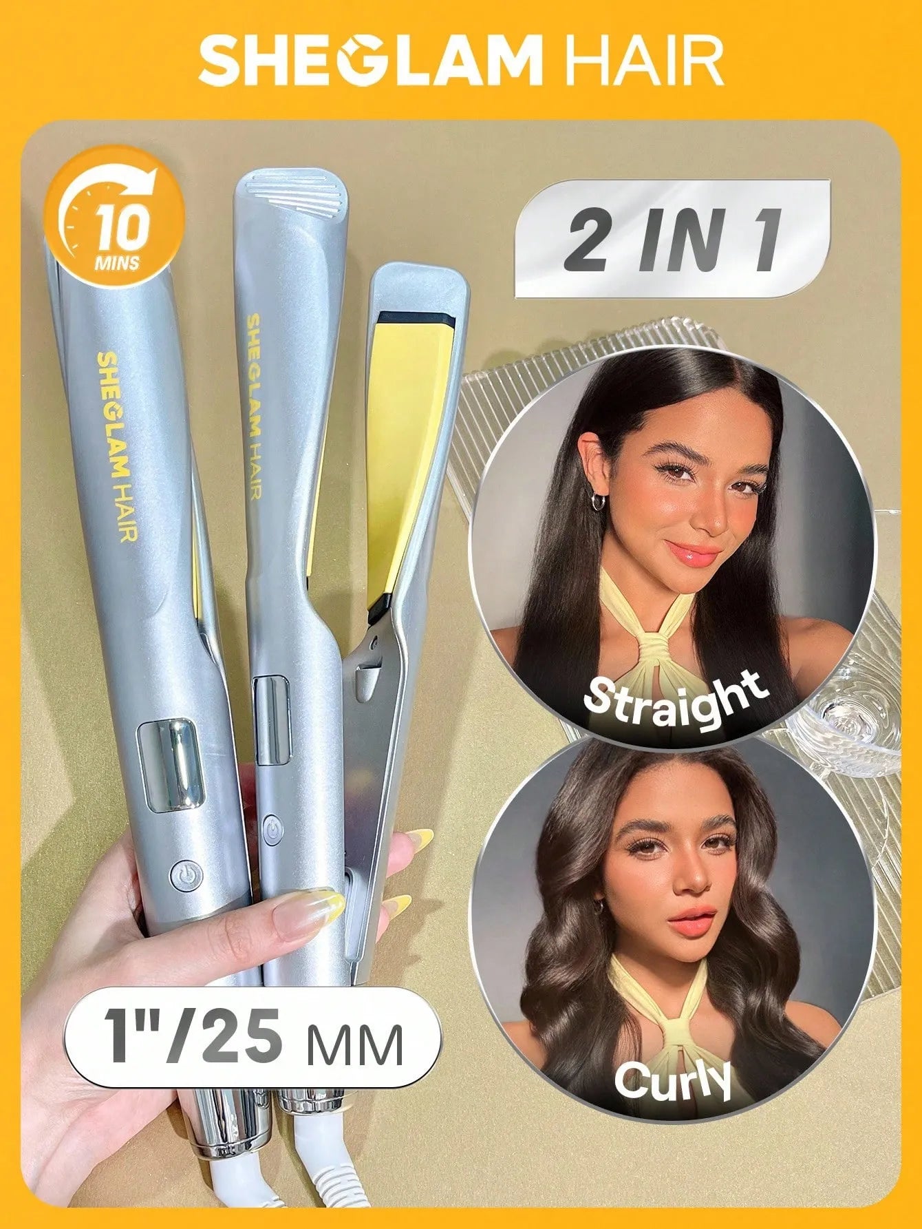 Sheglam - Hair Sleek Chic Twist Kiss Flat Iron,Negative Ion 2-In-1 Straight Hair Curler