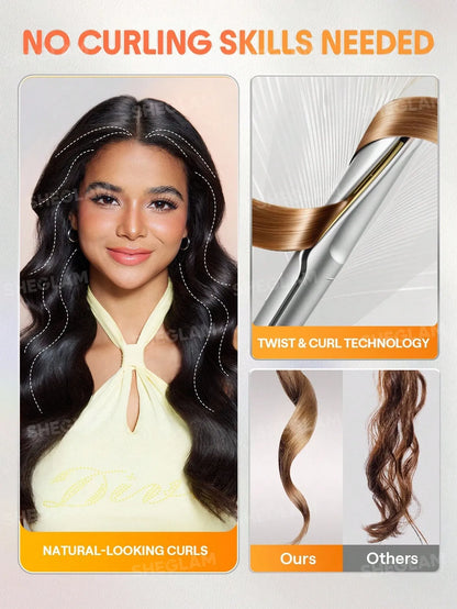 Sheglam - Hair Sleek Chic Twist Kiss Flat Iron,Negative Ion 2-In-1 Straight Hair Curler
