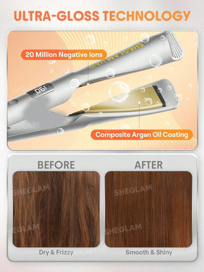 Sheglam - Hair Sleek Chic Twist Kiss Flat Iron,Negative Ion 2-In-1 Straight Hair Curler