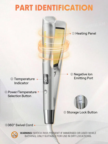 Sheglam - Hair Sleek Chic Twist Kiss Flat Iron,Negative Ion 2-In-1 Straight Hair Curler