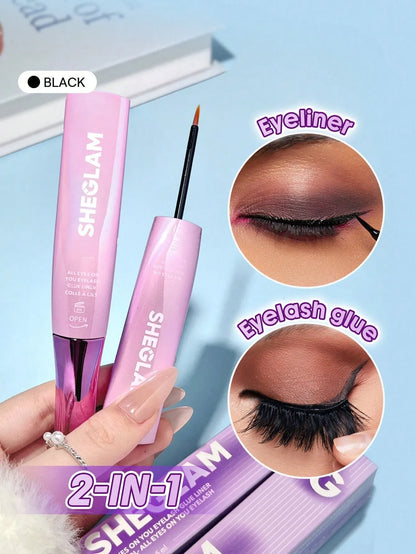 SHEGLAM - All Eyes On You Eyelash Glue Liner-Black 2 In 1 Waterproof Liquid Eyeliner False Eyelash Glue
