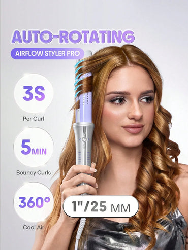 SHEGLAM - HAIR One Touch Airflow Styler Pro-25mm Silver-PurpleCool Air Auto-Rotating Curling Iron - Long