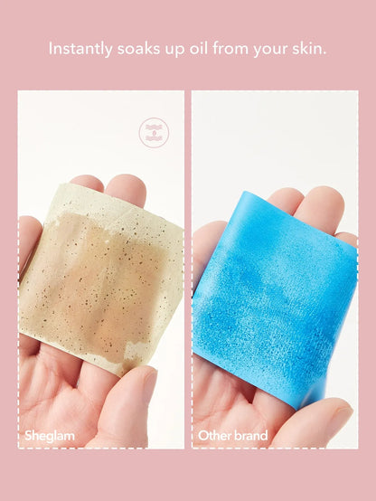 SHEGLAM - Mattifying Blot Papers With Puff And Mirror 50 Pcs-Rose Portable Oil Control Film Absorb Excess Oil Makeup Friendly