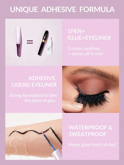 SHEGLAM - All Eyes On You Eyelash Glue Liner-Black 2 In 1 Waterproof Liquid Eyeliner False Eyelash Glue