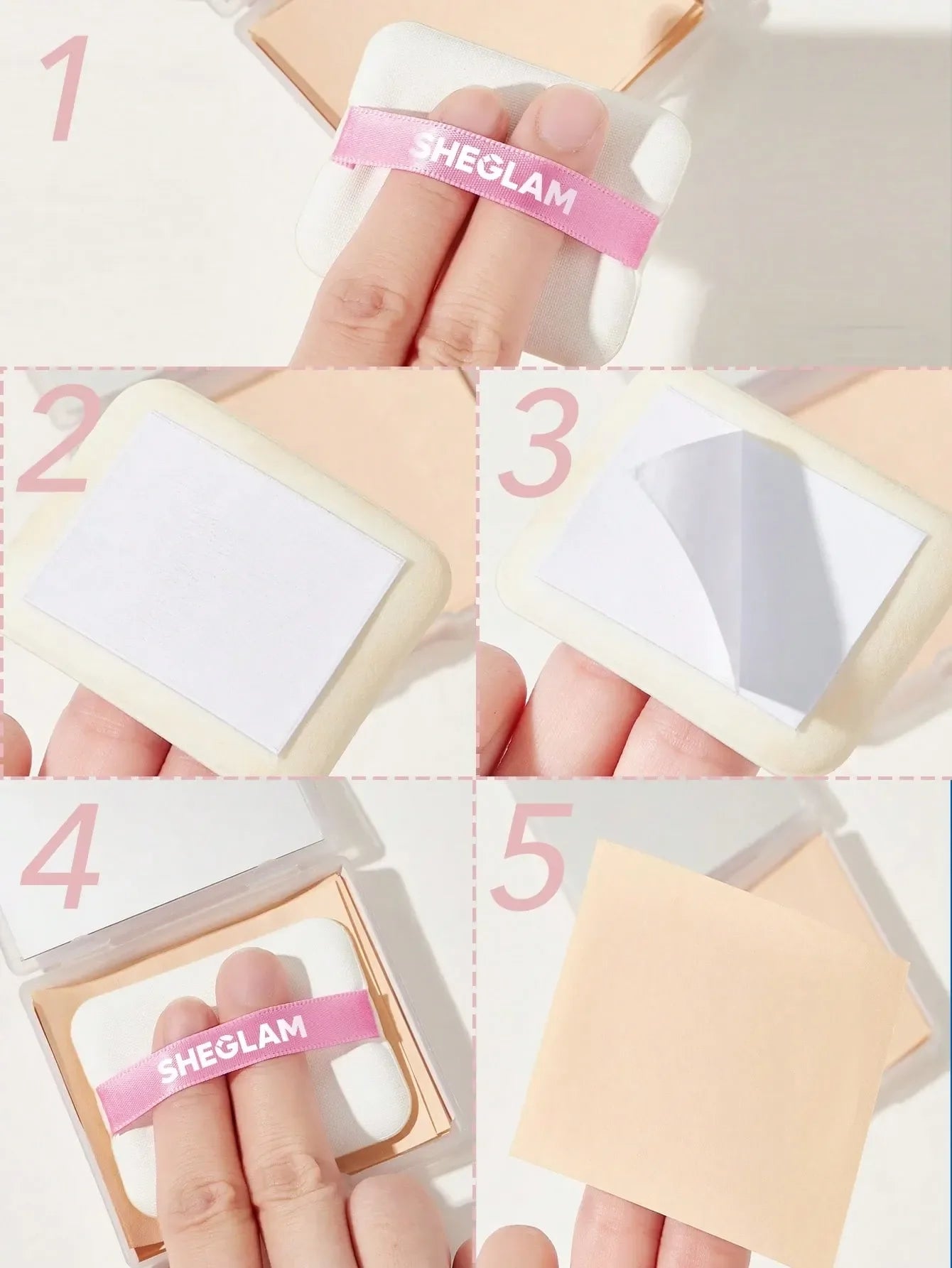 SHEGLAM - Mattifying Blot Papers With Puff And Mirror 50 Pcs-Rose Portable Oil Control Film Absorb Excess Oil Makeup Friendly