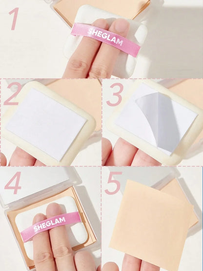 SHEGLAM - Mattifying Blot Papers With Puff And Mirror 50 Pcs-Rose Portable Oil Control Film Absorb Excess Oil Makeup Friendly