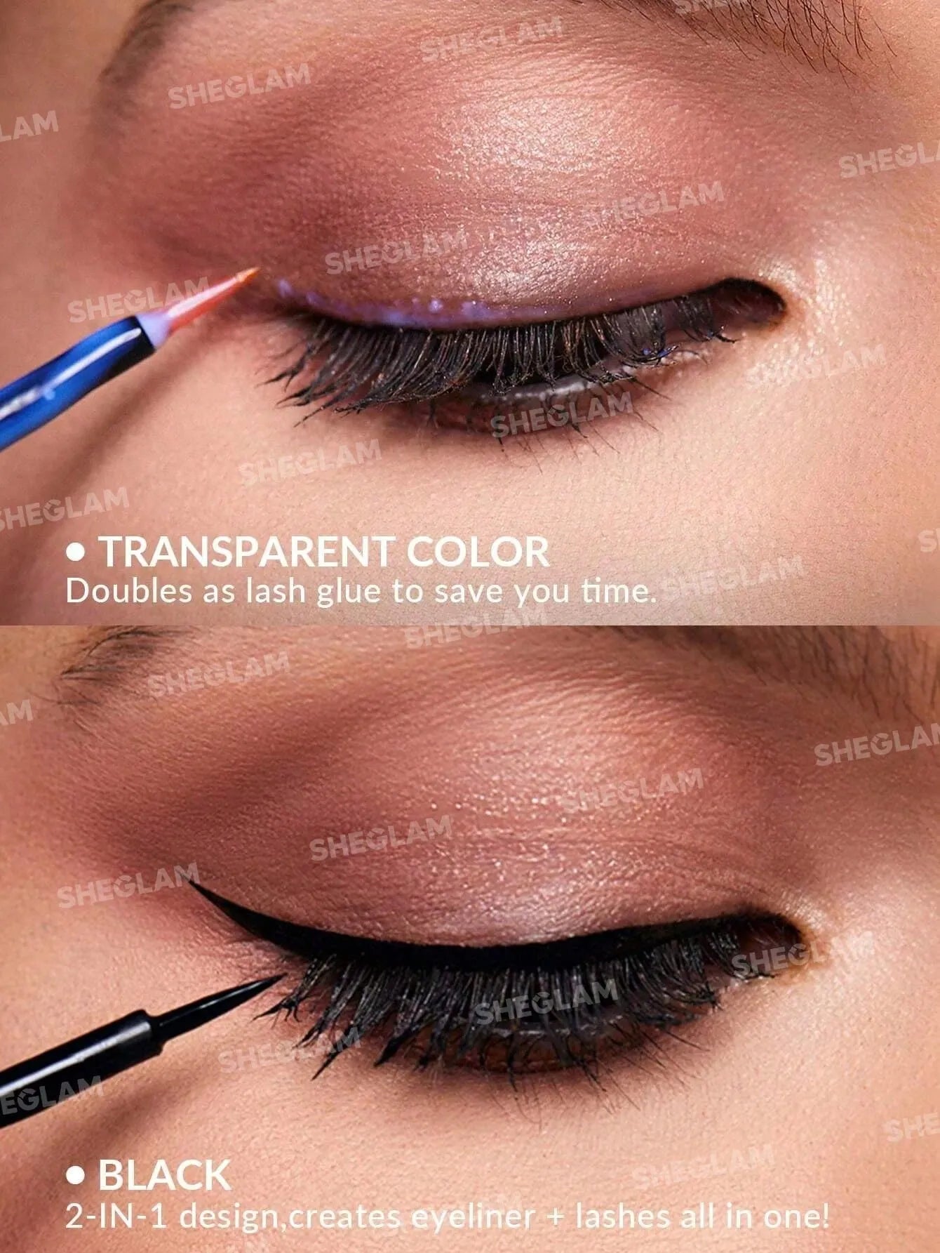 SHEGLAM - All Eyes On You Eyelash Glue Liner-Black 2 In 1 Waterproof Liquid Eyeliner False Eyelash Glue